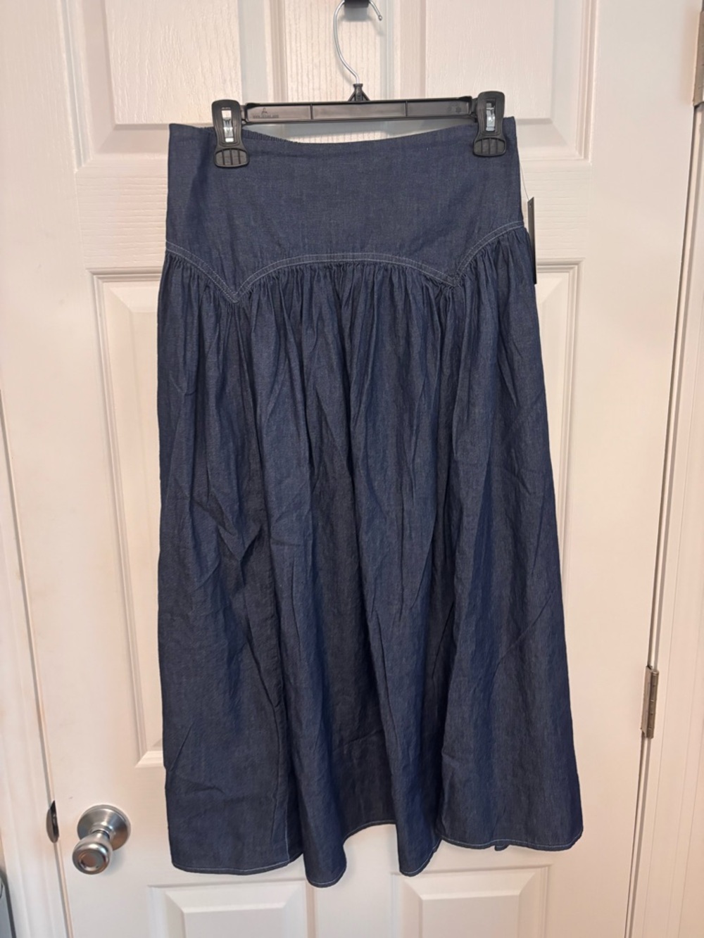 Alice Blue Indigo A-Line Denim Midi Skirt. New